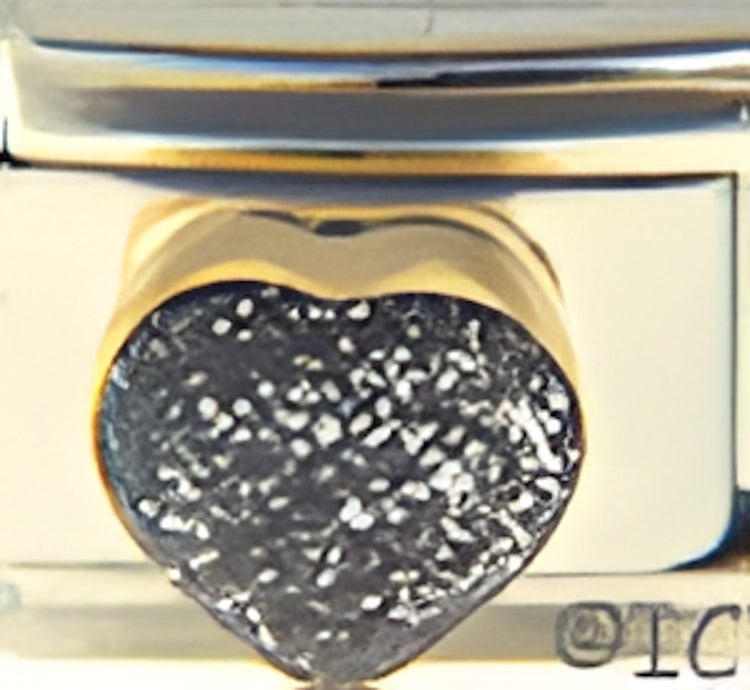 Glitter Silver Heart Stone