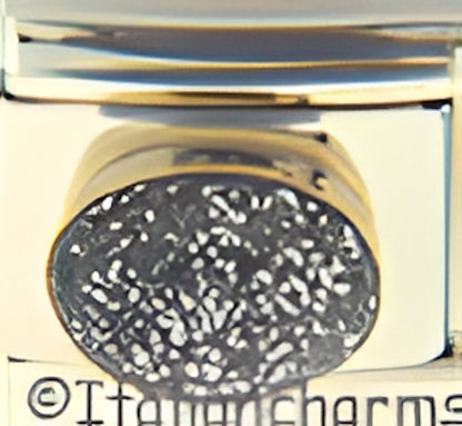 April Glitter Silver Oval Stone