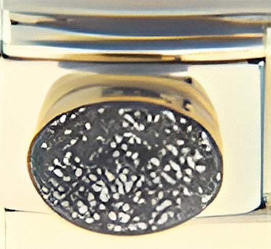 April Glitter Silver Oval Stone