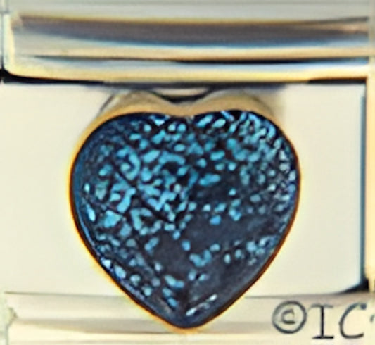 Glitter Teal Heart Stone