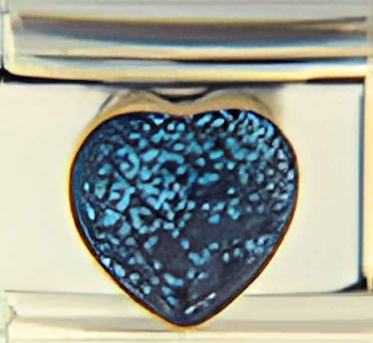 Glitter Teal Heart Stone
