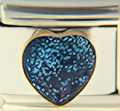 Glitter Teal Heart Stone