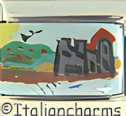 Italian Hand Painted Castle with Scenery