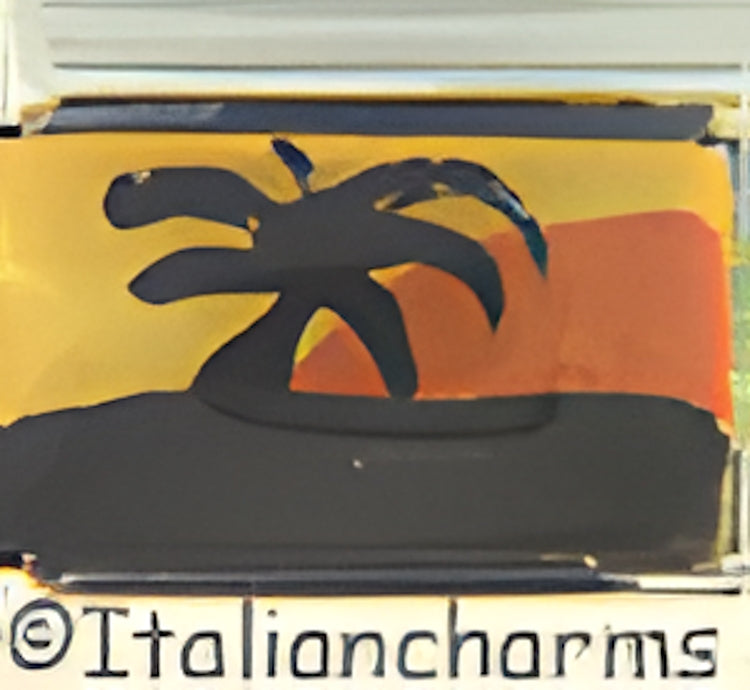 Italian Hand Painted Palm Tree at Sunset