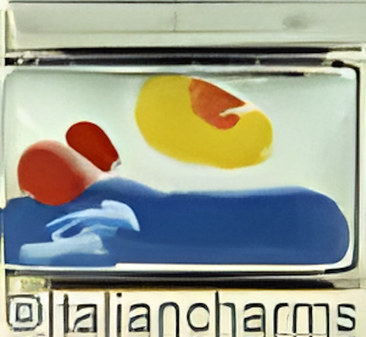 Italian Hand Painted Water Scene with Rocks