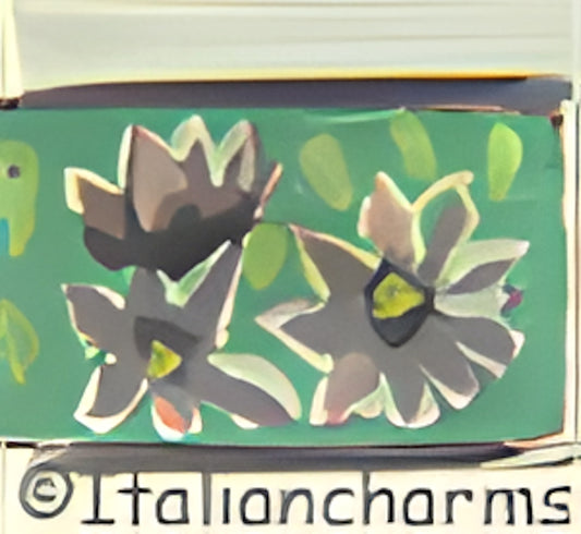 Italian Hand Painted Flowers on Green