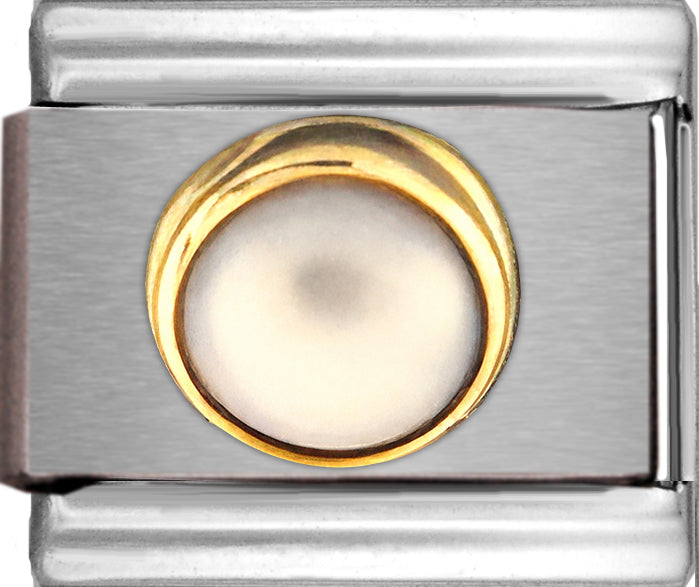 Round Light Gray Mother of Pearl Stone