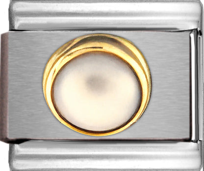 Round Light Gray Mother of Pearl Stone