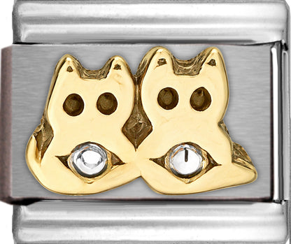 Double Cats With CZ Stones