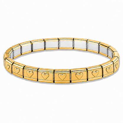 Gold Heart Center and Gold Edges Starter Bracelet - Choose Your Size