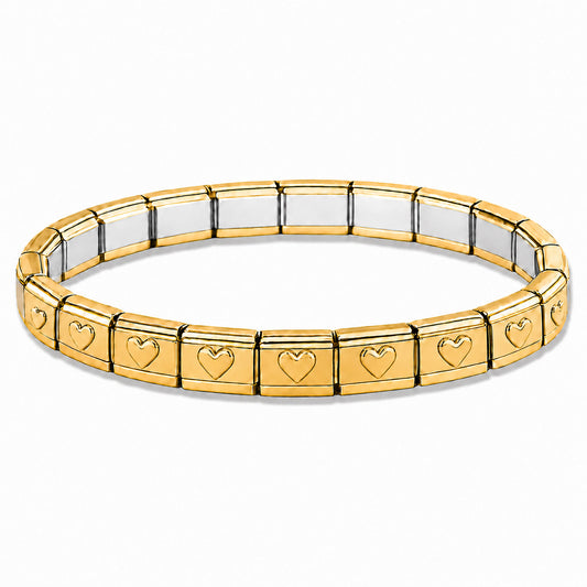 Gold Heart Center and Gold Edges Starter Bracelet - Choose Your Size