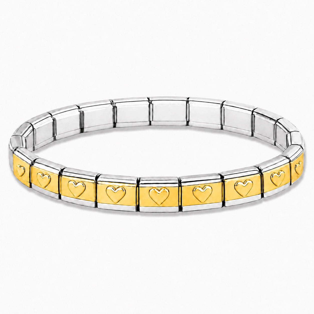 Gold Heart Center and Silver Edges Starter Bracelet - Choose Your Size