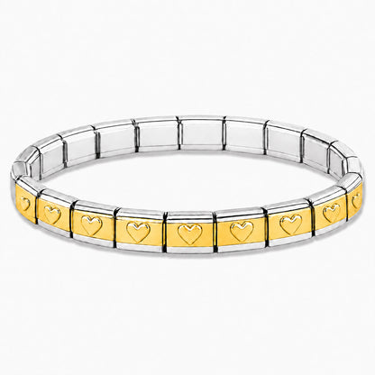 Gold Heart Center and Silver Edges Starter Bracelet - Choose Your Size