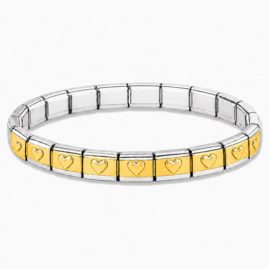 Gold Heart Center and Silver Edges Starter Bracelet - Choose Your Size