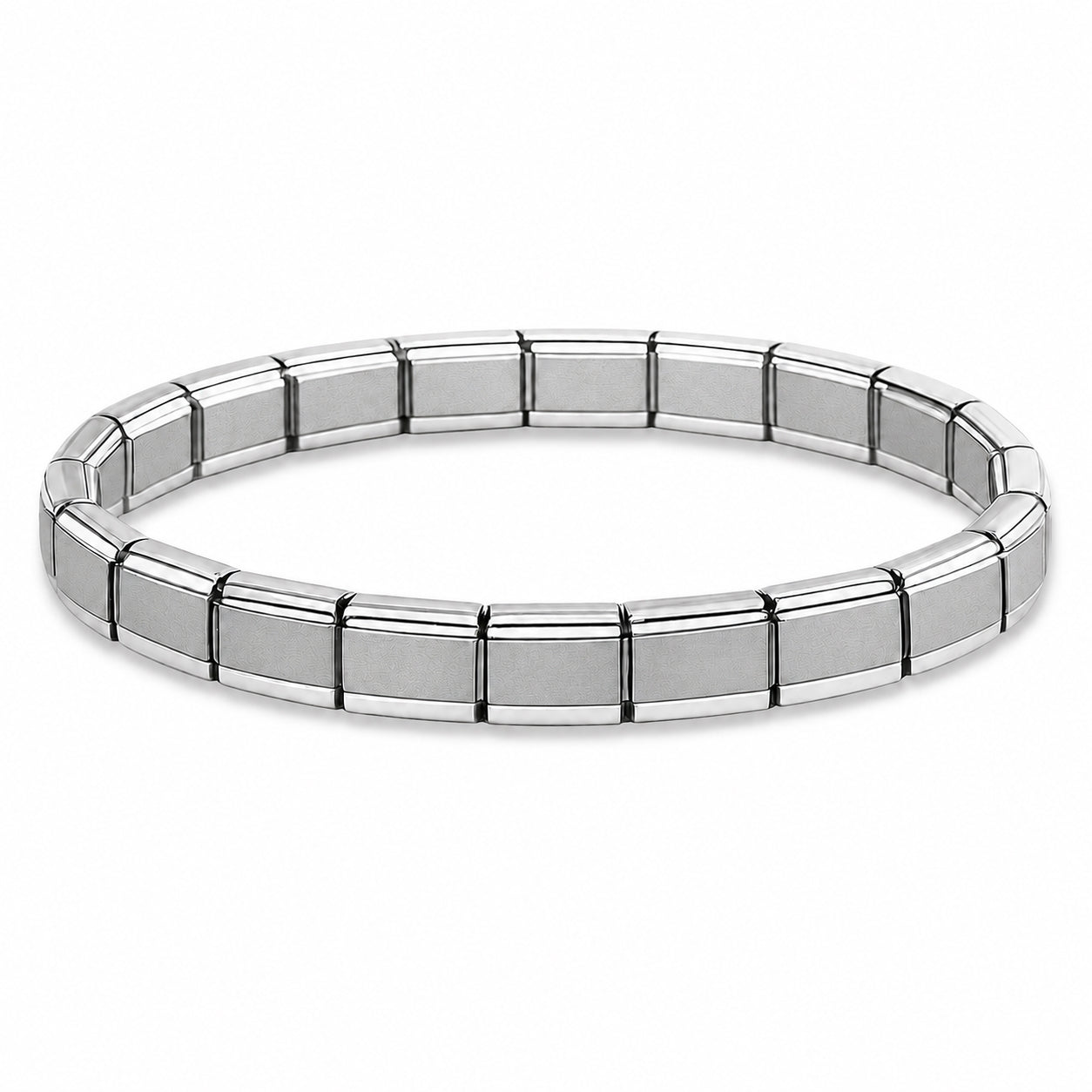 Silver Matte Center and Silver Edges Starter Bracelet - Choose Your Size