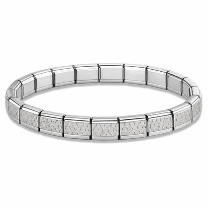 Silver Basketweave Center and Silver Edges Starter Bracelet - Choose Your Size