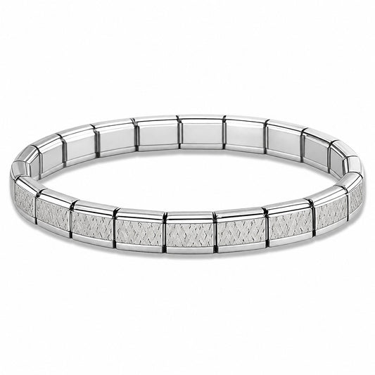 Silver Basketweave Center and Silver Edges Starter Bracelet - Choose Your Size