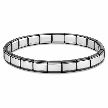 Silver Center and Black Metallic Edges Starter Bracelet - Choose Your Size