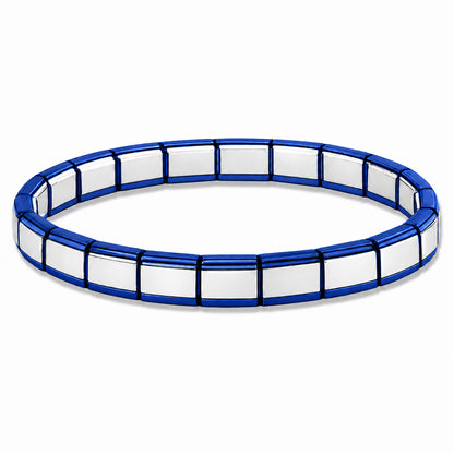 Silver Center and Blue Metallic Edges Starter Bracelet - Choose Your Size