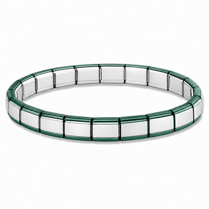Silver Center and Green Metallic Edges Starter Bracelet - Choose Your Size