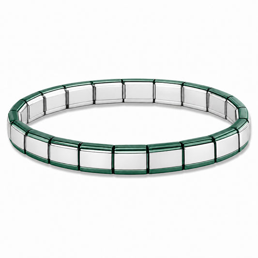 Silver Center and Green Metallic Edges Starter Bracelet - Choose Your Size
