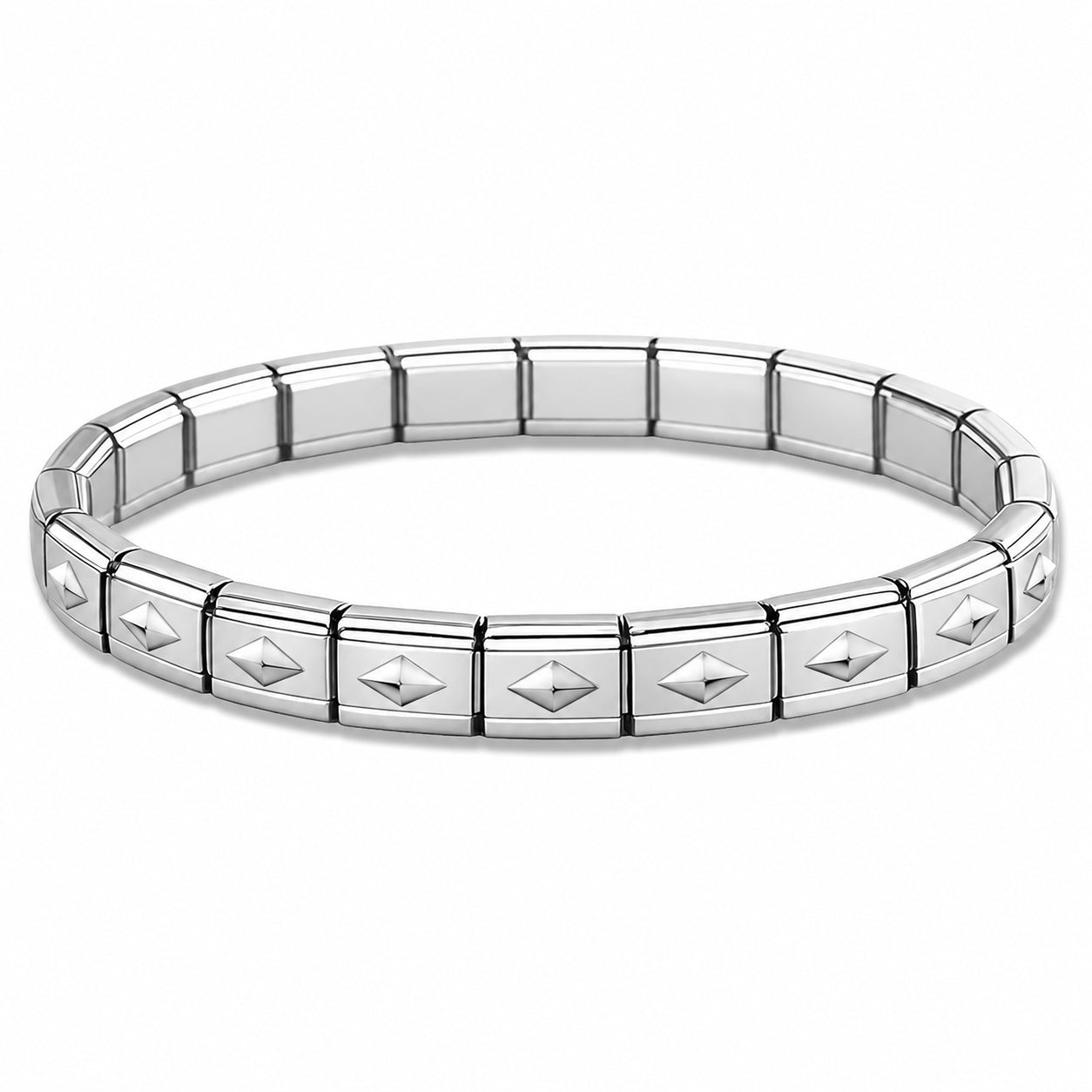 Silver Diamond Center and Silver Edges Starter Bracelet - Choose Your Size