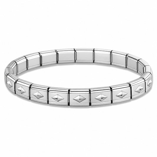 Silver Diamond Center and Silver Edges Starter Bracelet - Choose Your Size