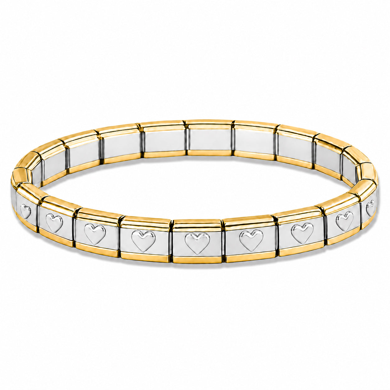 Silver Heart Center and Gold Edges Starter Bracelet - Choose Your Size