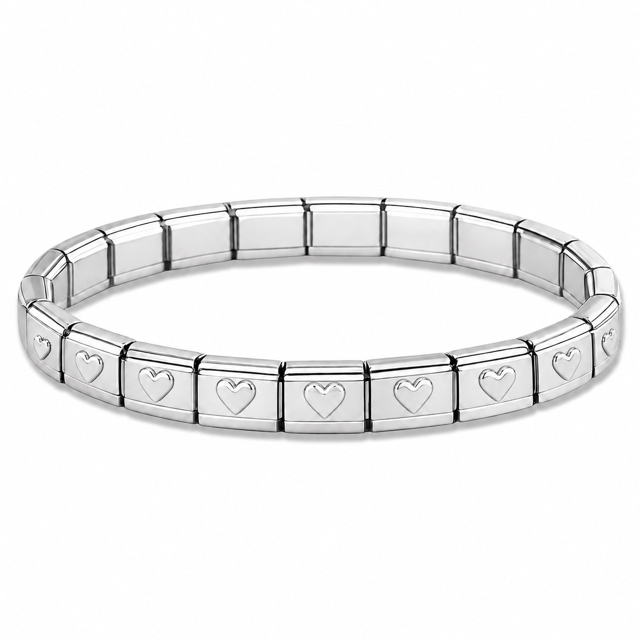 Silver Heart Center and Silver Edges Starter Bracelet - Choose Your Size