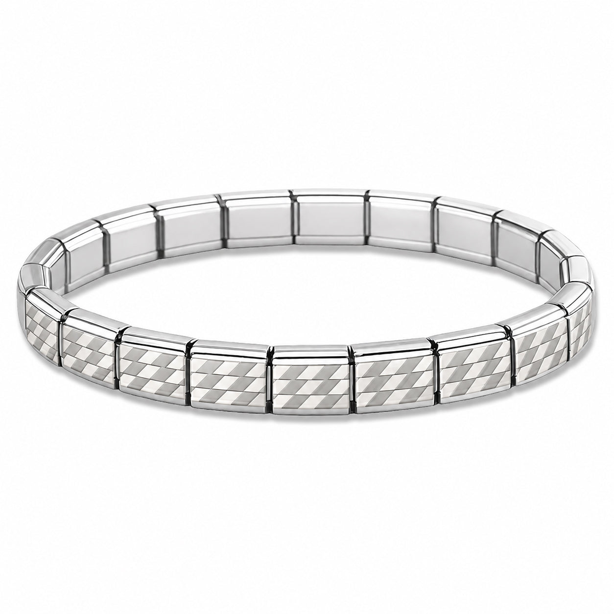 Silver Herringbone Center and Silver Edges Starter Bracelet - Choose Your Size