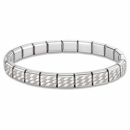 Silver Herringbone Center and Silver Edges Starter Bracelet - Choose Your Size