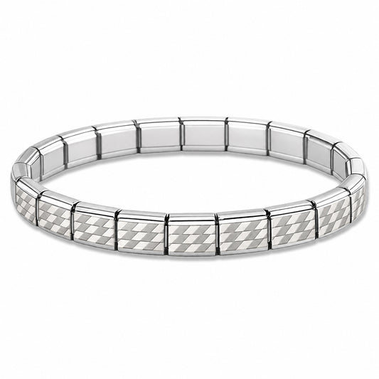Silver Herringbone Center and Silver Edges Starter Bracelet - Choose Your Size