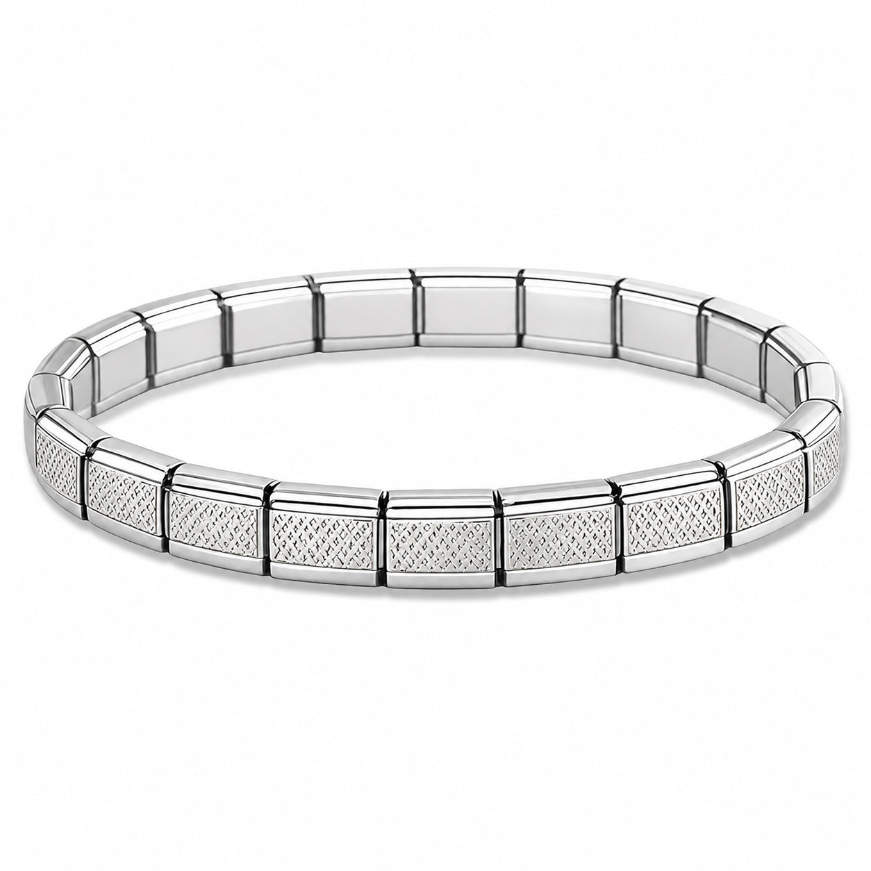 Silver Mesh Center and Silver Edges Starter Bracelet - Choose Your Size