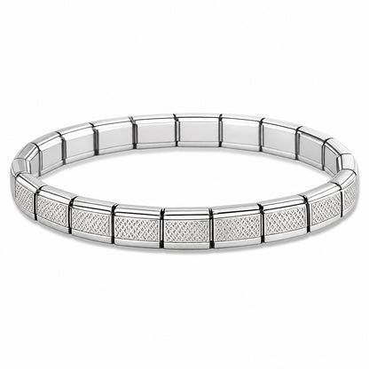 Silver Mesh Center and Silver Edges Starter Bracelet - Choose Your Size