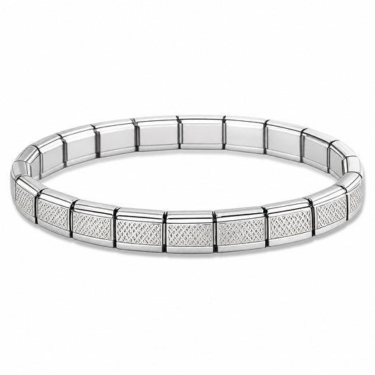 Silver Mesh Center and Silver Edges Starter Bracelet - Choose Your Size