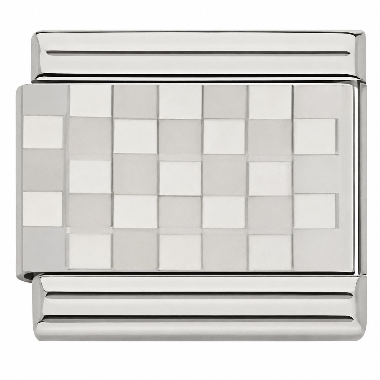 Silver Checkerboard Center and Silver Edges Starter Bracelet - Choose Your Size