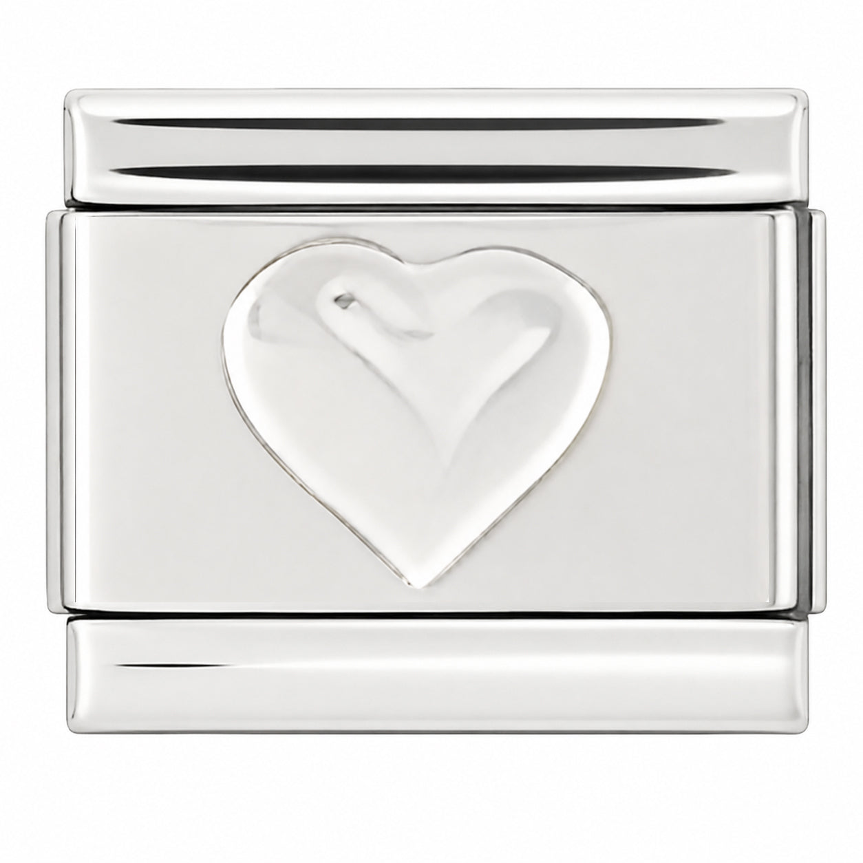 Silver Heart Center and Silver Edges Starter Bracelet - Choose Your Size