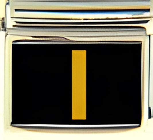 Gold Colored Block Letter I with Black Background Photo Charm