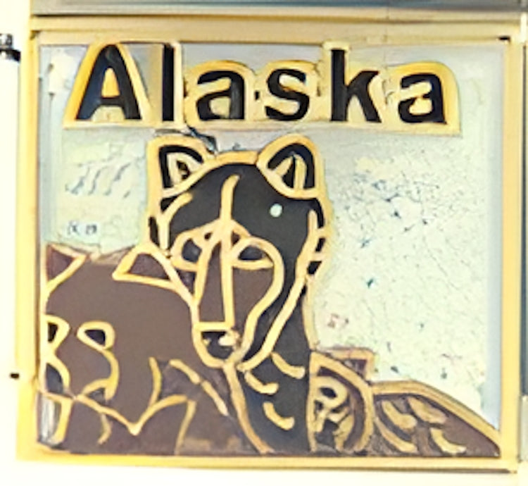 Alaska with Wolves on White