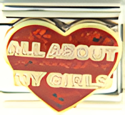 All About My Girls on Sparkle Red Heart