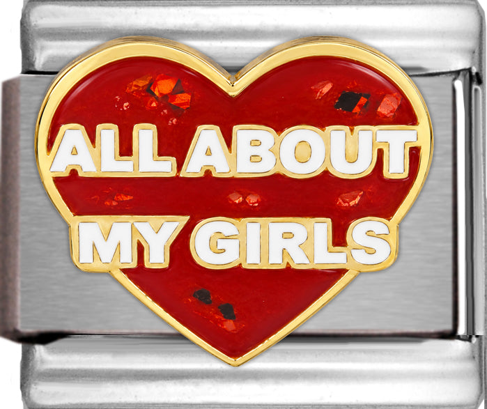 All About My Girls on Sparkle Red Heart