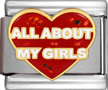 All About My Girls on Sparkle Red Heart