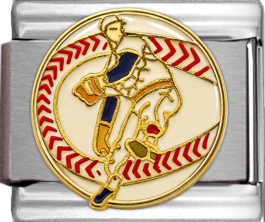 Baseball Player Pitching with Ball in Background