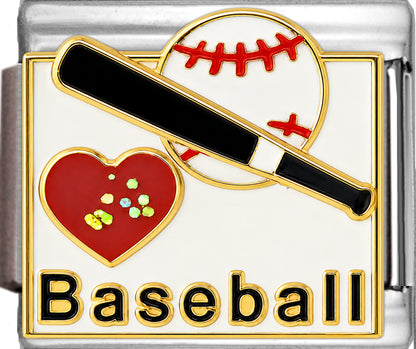 Heart Baseball with Ball and Bat on White