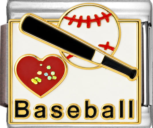 Heart Baseball with Ball and Bat on White