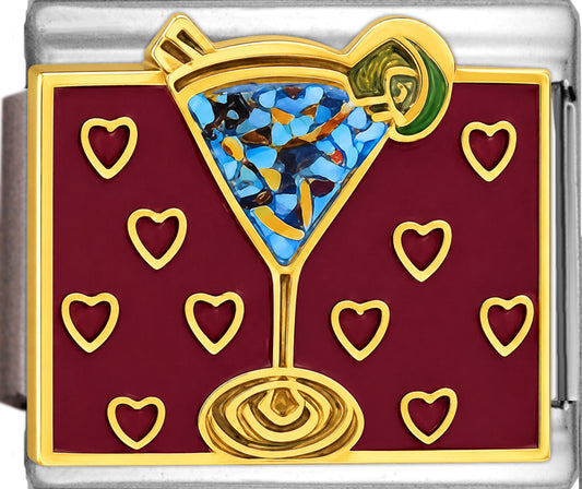 Sparkle Blue Martini with Hearts Background