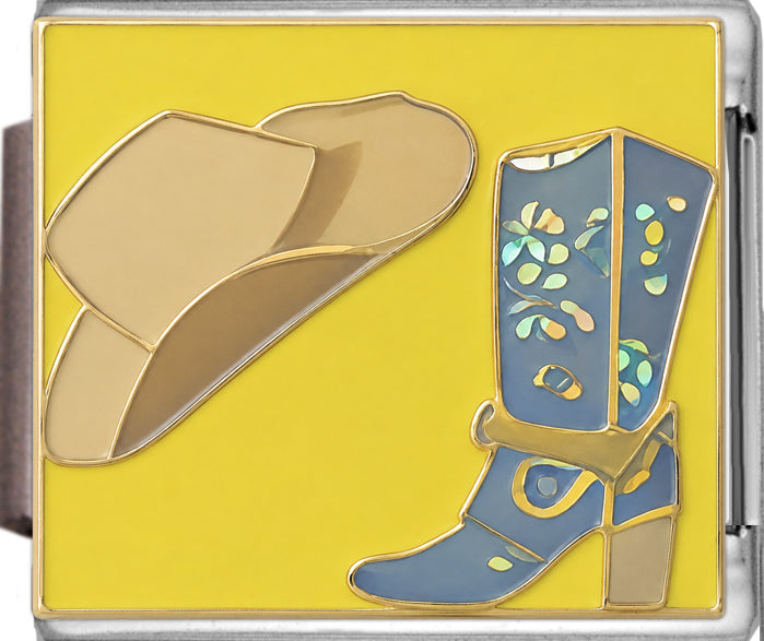 Cowboy Hat and Boot on Yellow