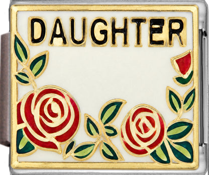 Daughter with Roses on White