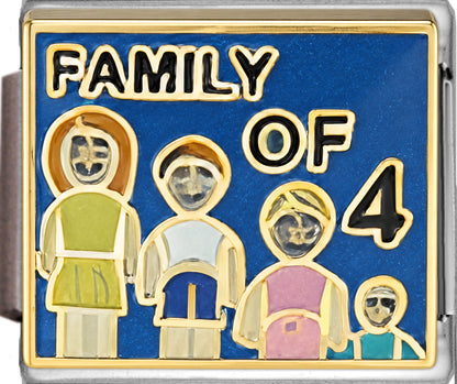 Family of 4 with Four People on Blue