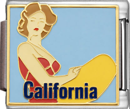 Female Surfer with California Text